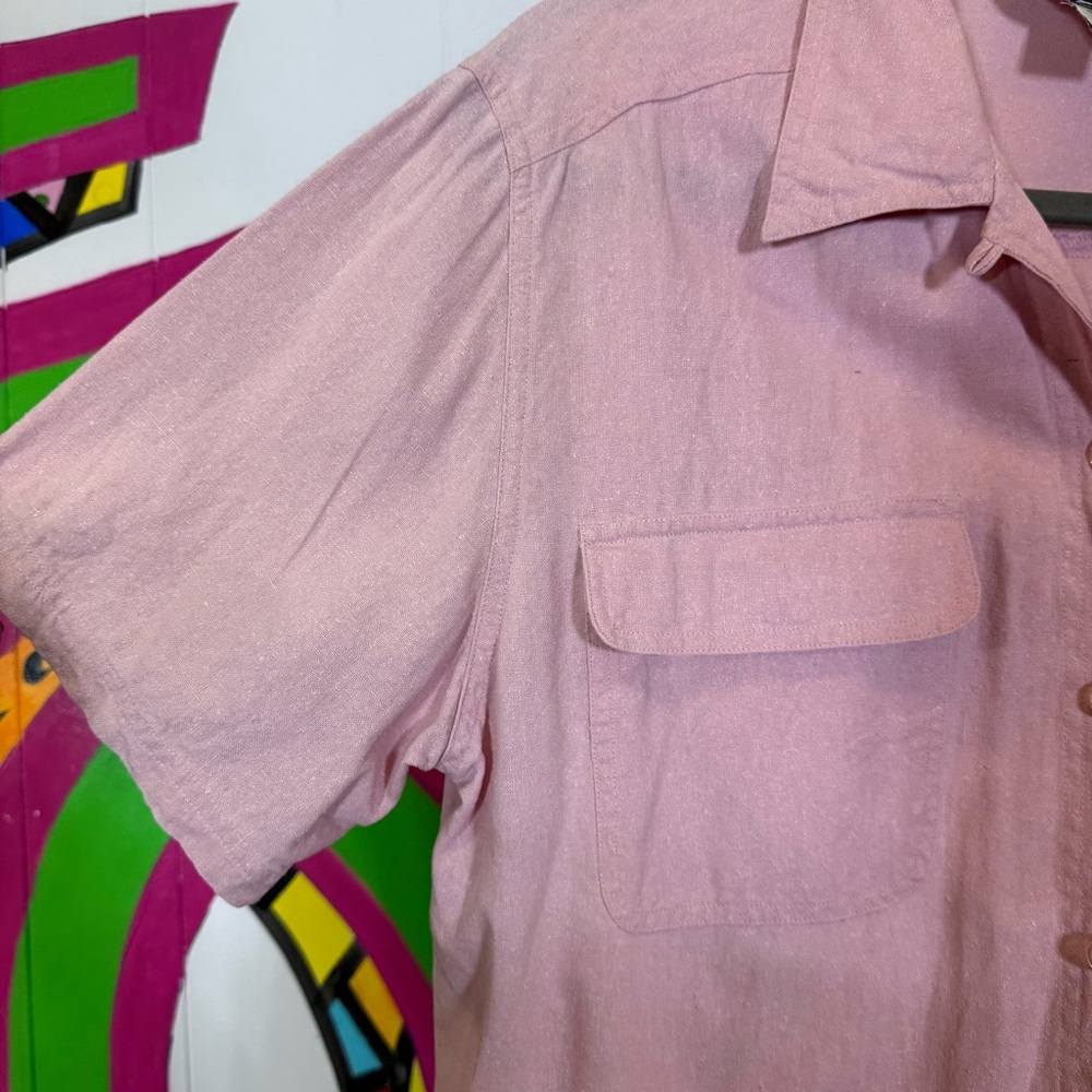 Vintage Rachel Brooke Pink Silk Button-Up Shirt Size Medium - Picture 3 of 6